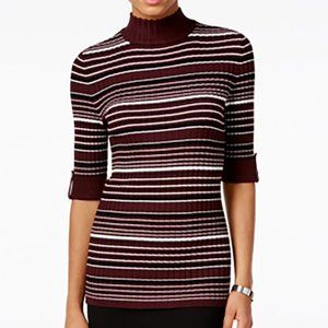 Style & Co. Petite Striped Mock-Neck Sweater